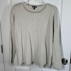 Eileen Fisher organic linen and cotton heavy weight crewneck top size medium